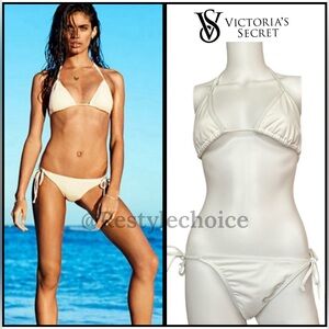 Victoria Secret White plain strap swimwear Bikini Size L